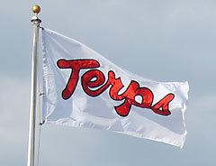 State of Maryland and U.S. flags as part of University of Maryland football game