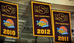 Hand sewn custom championship banners for Midwestern State 
