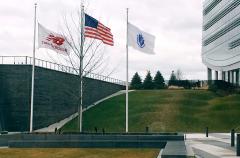 Custom logo flag, US, and Massachusetts flag for New Balance