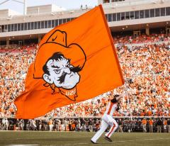 Hand sewn mascot spirit flag for Oklahoma State football