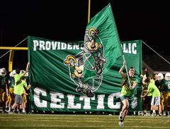 Custom run-through banner and cheerleading flag for Providence Catholic