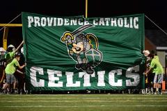 Hand sewn breakthrough banner for Providence Catholic (before)