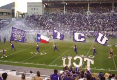 TCU applique cheerleading flags