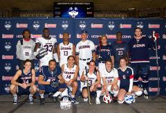 Double press backdrop for UConn athletics