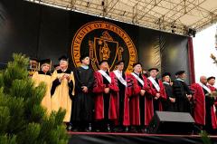 Huge applique graduation banner for UMass Amherst