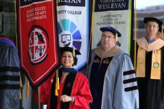 Custom college gonfalons for Virginia Wesleyan commencement