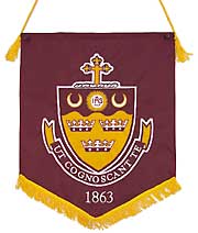 Custom logo hanging podium banner for Boston College