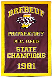 Brebeuf Prep Championship banners, applique