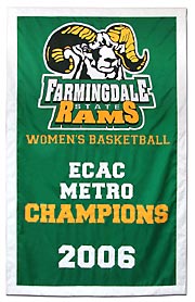 Hand-sewn Farmingdale ECAC Metro Champions banner