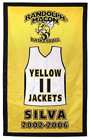Hand-sewn retired jersey banner for Randolph-Macon Basketball