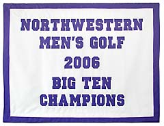Northwestern University 2006 Big Ten Championship banner, hand-sewn