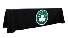 Applique table throw: Boston Celtics clover logo