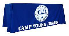 Camp Judaea logo custom table drape