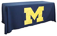 Hand sewn applique table throw: University of Michigan