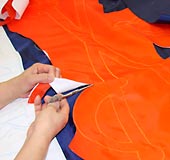 Closeup of hand cutting