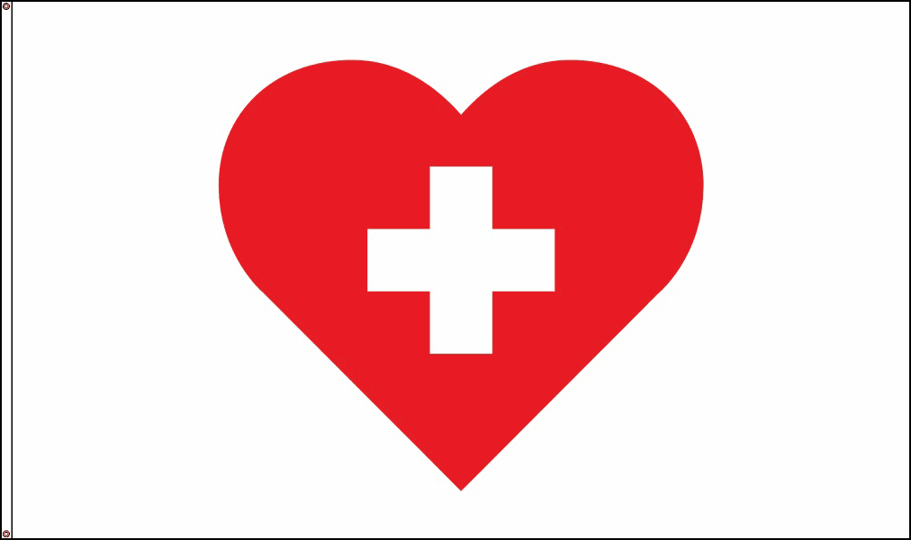 Printed Heart Cross Flag